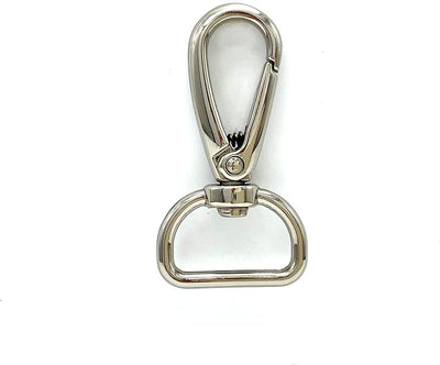Push-Gate Swivel Snap Hook, D Eye (3/4", 4.6cm) - Nickel