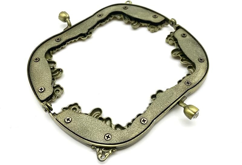 Vintage Embossed Screw-In Kiss-Lock Purse Frame, 5" x 2 3/16" (12.5 x 5.5 cm) - Openwork Leaf