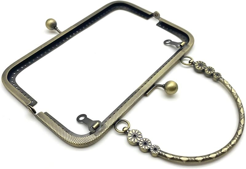 Rectangle Sew-In Kiss-Lock Purse Frame with Chain Loops, 7" x 2 5/8" (18 x 6.5 cm)