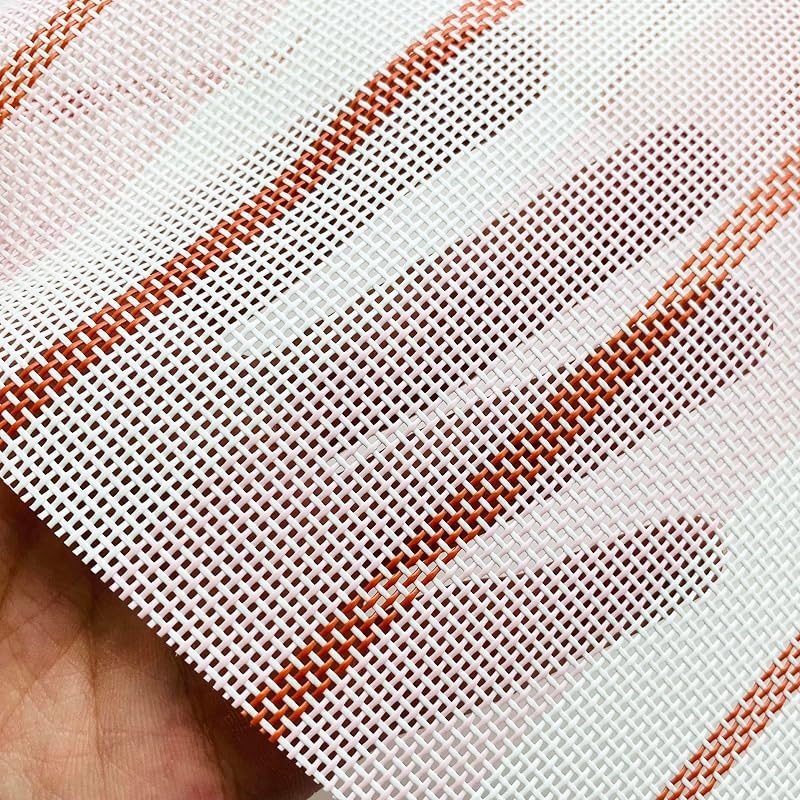 Vinyl Mesh Fabric by the Yard, 1x1 Open Weave Striped PVC Coated Polyester