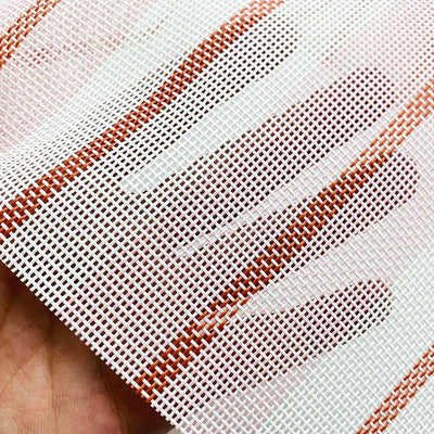 Vinyl Mesh Fabric by the Yard, 1x1 Open Weave Striped PVC Coated Polyester - 59"