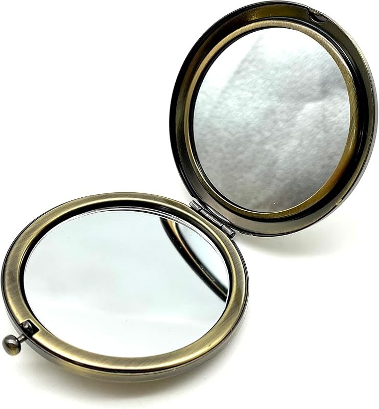 Round Compact Mirror Blank with Engraved Rim, 2 3/4" (7 cm)