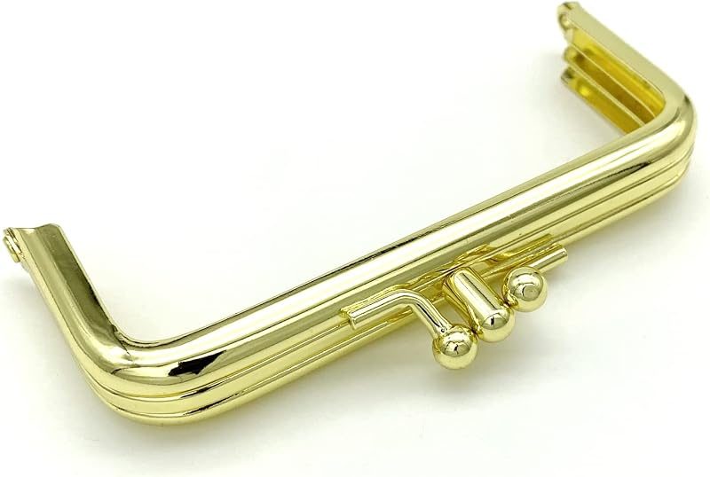 Rectangle Double-Pocket Glue-In Kiss-Lock Purse Frame, 4" x 1 3/4" (10 x 4.5 cm)