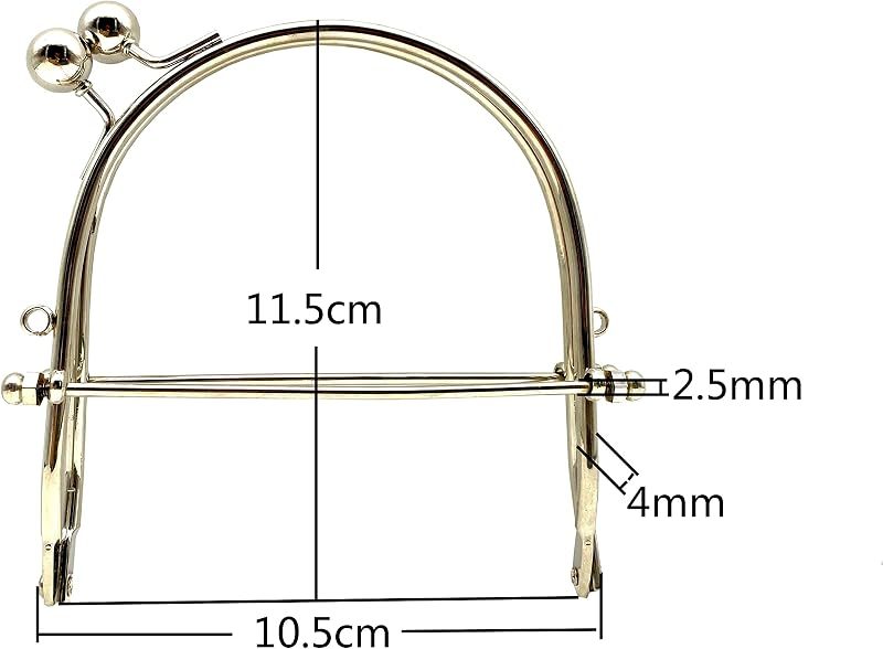 Sew-In Kiss-Lock Purse Frame with Handle, 4" x 4 1/2" (10.5 x 11.5 cm)