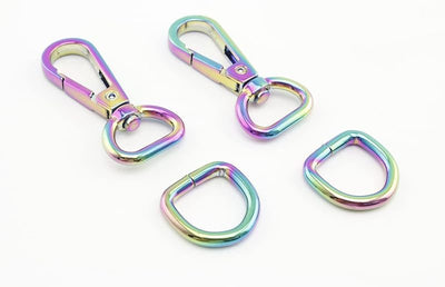 Dog Leash Purse snap Swivel Hooks and D Rings for Bag Purse Dog Collar Making Repair / Rainbow Colorful - 5/8" (15 mm)