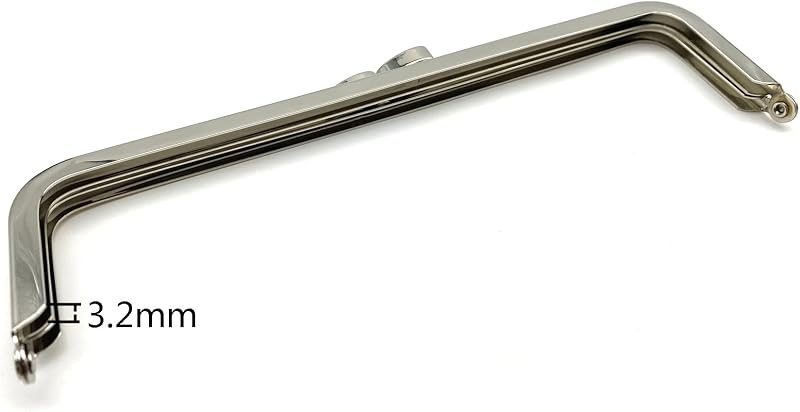 Rectangle Glue-In Purse Frame, 7" x 2" (18 x 5 cm) - Flat Clasp (No Balls)