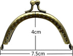 Half-Round Sew-In Kiss-Lock Purse Frame, 3" x 1 5/8" (7.5 x 4 cm)
