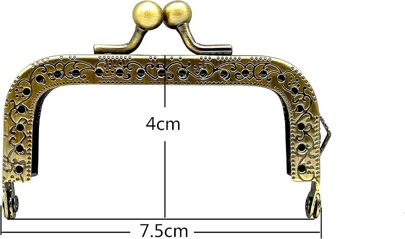 Rectangle Sew-In Kiss-Lock Purse Frame, 3" x 1 5/8" (7.5 x 4 cm)