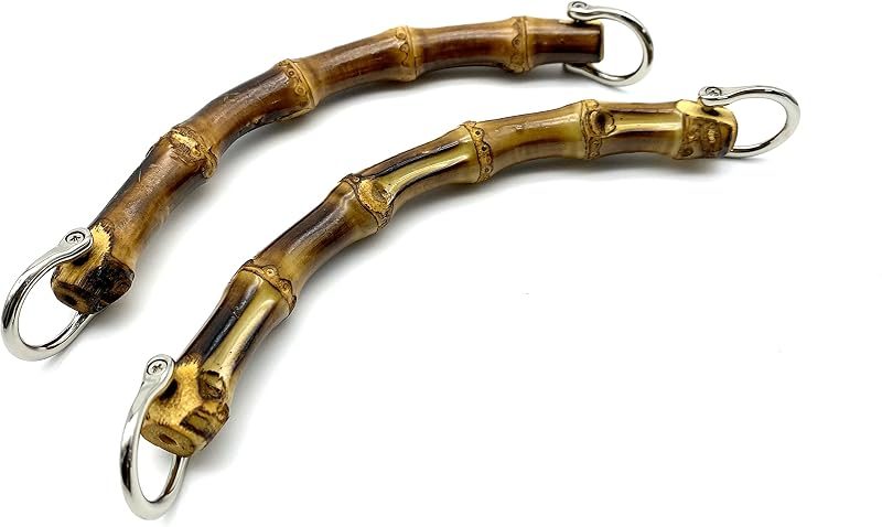 U Shape Bamboo Bag Purse Handles with D Ring for Knitting Bag Purse Handle Making / Natural