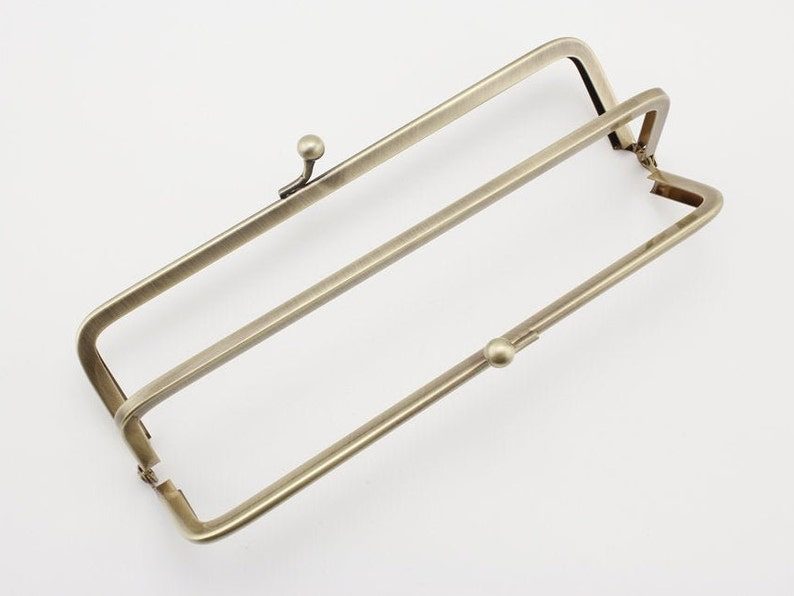 Rectangle Double-Pocket Glue-In Kiss-Lock Purse Frame with Handles, 7" (18 cm)