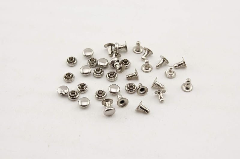 Double Flat Rivet Solid Brass Double Cap, Purse Rivet Studs for Leather Bag Making Clothing Shoes