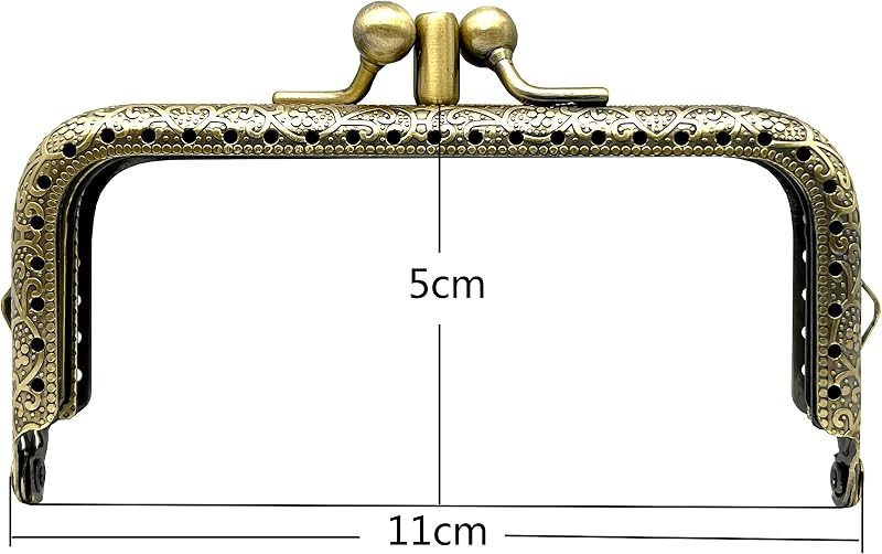 Rectangle Double-Pocket Sew-In Kiss-Lock Purse Frame, 11 x 5 cm