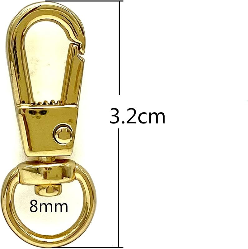 Mini Push-Gate Swivel Clasp, 8mm Round Eye