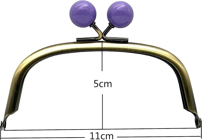 Half-Round Color-Ball Glue-In Kiss-Lock Purse Frame, 11 x 5 cm