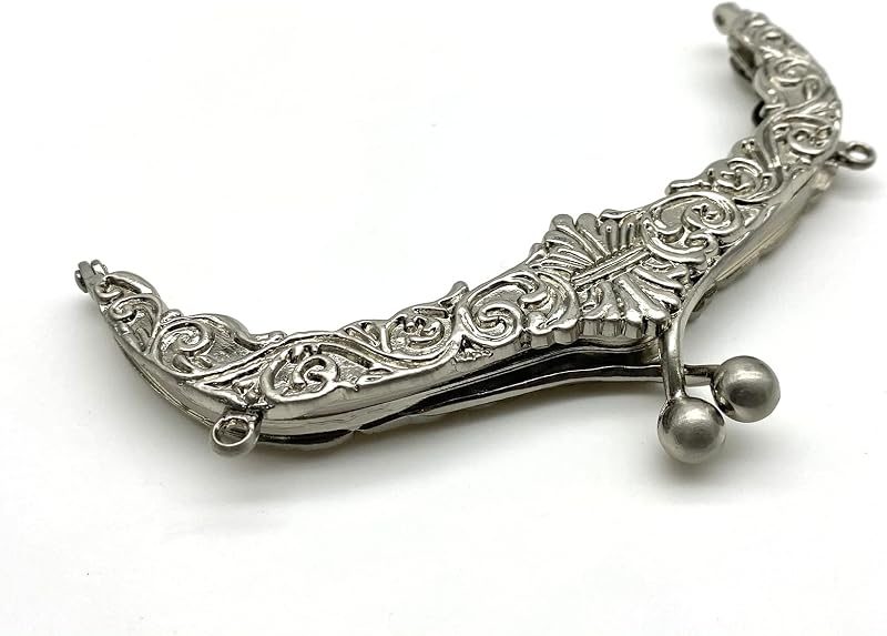 Vintage Embossed Screw-In Kiss-Lock Purse Frame, 5 5/16" x 2 9/16" (13.5 x 6.5 cm)
