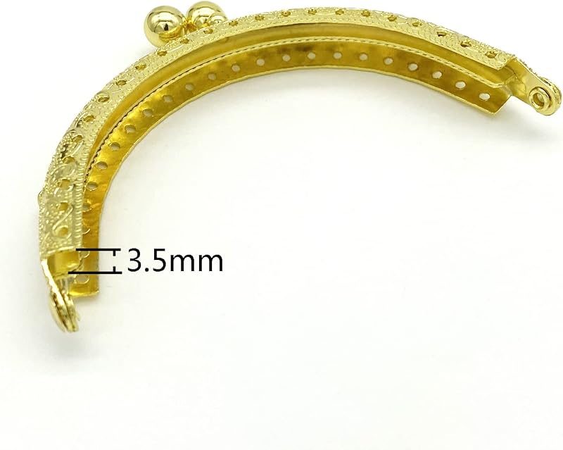 Half-Round Sew-In Kiss-Lock Purse Frame, 3 3/8" x 1 3/4" (8.5 x 4.5 cm)