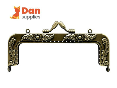 Rectangle Vintage Embossed Sew-In Kiss-Lock Purse Frame, 4 3/4" x 1 3/4" (12 x 4.5 cm)