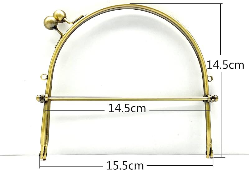 Sew-In Kiss-Lock Purse Frame with Handle, 6 1/4" x 5 3/4" (16 x 14.5 cm)