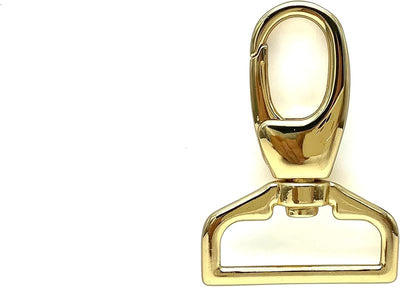 Push-Gate Swivel Snap Hook, Trapezoid Eye (1 1/4") - Gold