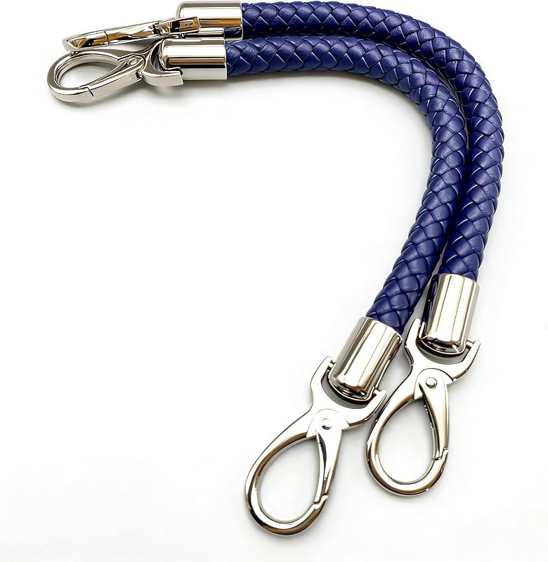 Braided Faux Leather Purse Handles with Lobster Hooks (Pair)