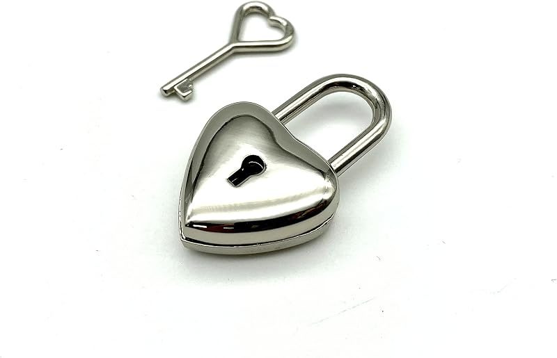 Bag Purse Clutch Padlock with Key Heart Shape zinc alloying for Jewelry Necklace Charm Box Making Hardware