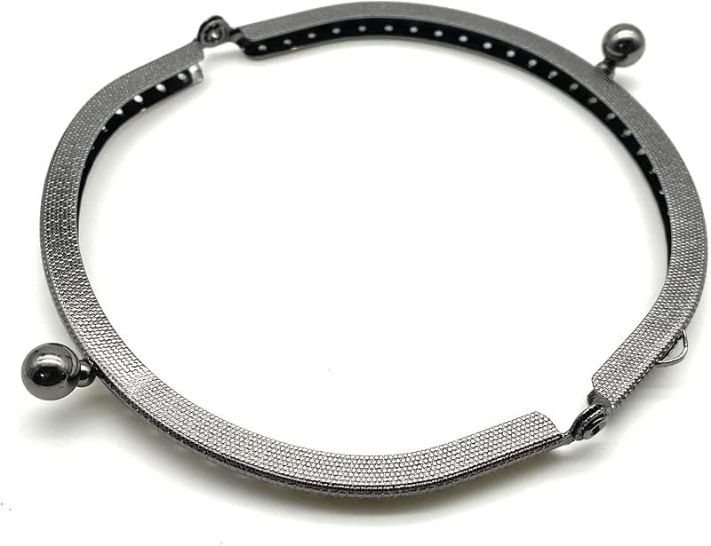 Half-Round Sew-In Kiss-Lock Purse Frame, 4" x 2 3/16" (10 x 5.5 cm) - 8mm Ball Clasp