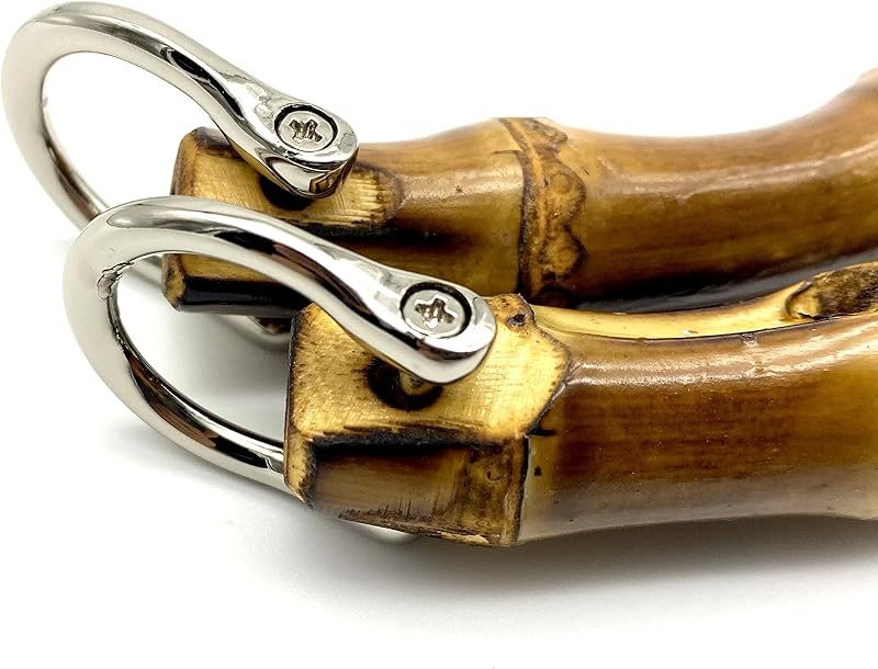 U Shape Bamboo Bag Purse Handles with D Ring for Knitting Bag Purse Handle Making / Natural