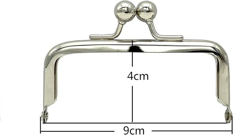 Rectangle Glue-In Kiss-Lock Purse Frame, 3 1/2" x 1 5/8" (9 x 4 cm) - Large 11mm Ball Clasp