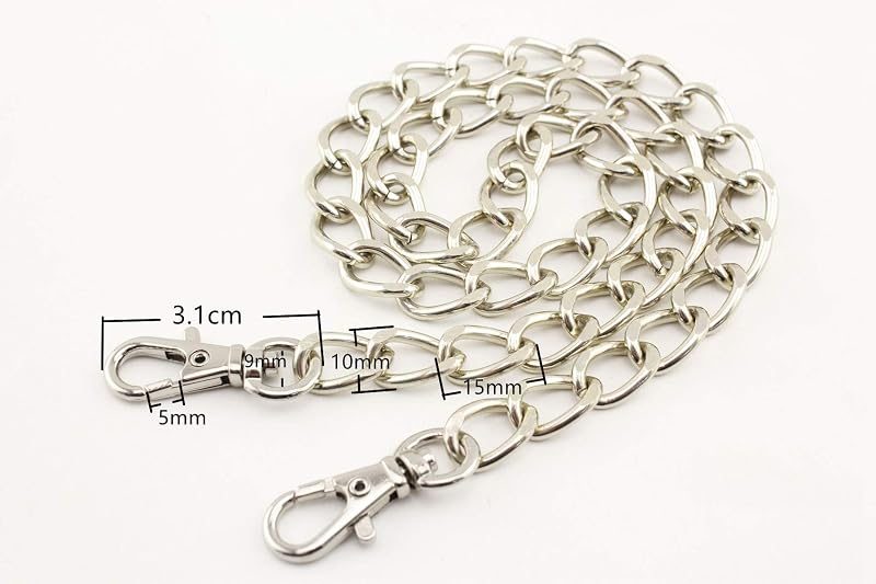 Custom Personalized Bag Purse Cable Chain Strap Handles Replacement Extender - Curb Chain, Aluminium