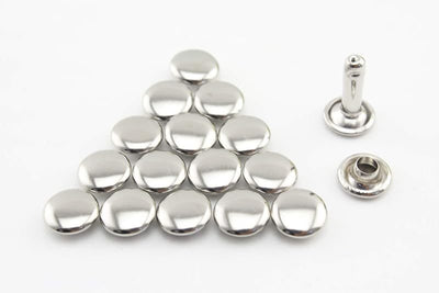 Double Flat Rivet 5/16" (8 mm) Solid Brass Double Cap, Purse Rivet Studs for Leather Bag Making Clothing Shoes Nickel