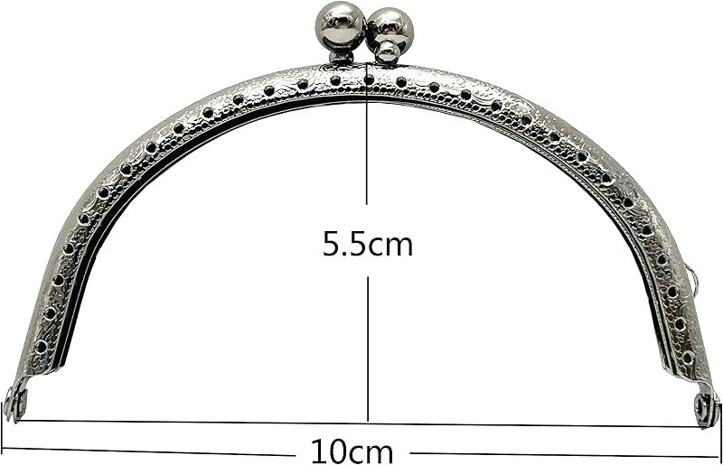 Half-Round Sew-In Kiss-Lock Purse Frame, 4" x 2 3/16" (10 x 5.5 cm) - 8mm Ball Clasp