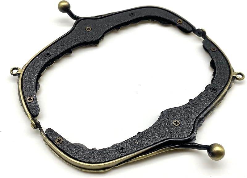 Vintage Embossed Screw-In Kiss-Lock Purse Frame with Chain Loops, 5 5/16" x 2 9/16" (13.5 x 6.5 cm)