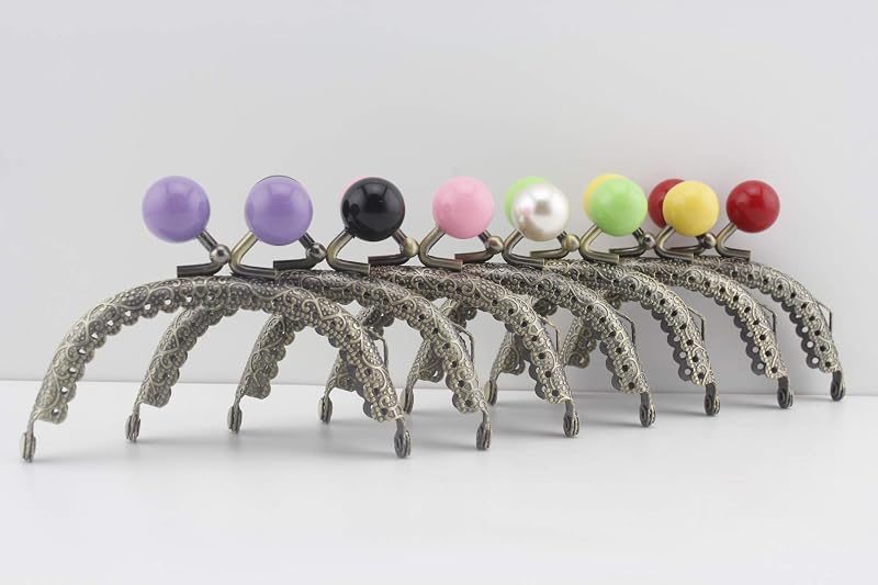 Half-Round Color-Ball Sew-In Kiss-Lock Purse Frame, 9 x 4 cm
