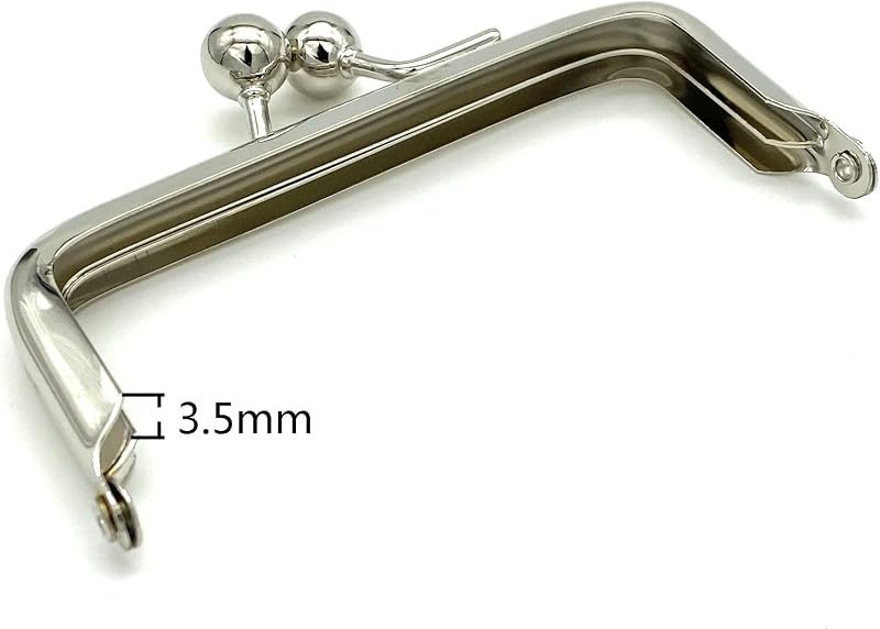Rectangle Glue-In Kiss-Lock Purse Frame, 3 1/2" x 1 5/8" (9 x 4 cm) - Large 11mm Ball Clasp