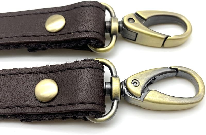 Adjustable Genuine Leather Shoulder Crossbody Bag Purse Strap Handles with Hooks for Bag Making Replacement - Leather…