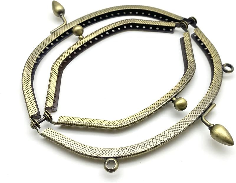 Half-Round Double-Pocket Sew-In Kiss-Lock Purse Frame, 5 5/16" x 2 9/16" (13.5 x 6.5 cm)