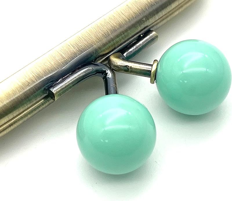 Half-Round Color-Ball Glue-In Kiss-Lock Purse Frame, 8 x 4 cm
