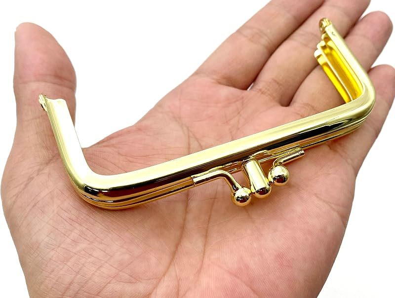 Rectangle Double-Pocket Glue-In Kiss-Lock Purse Frame, 4" x 1 3/4" (10 x 4.5 cm)