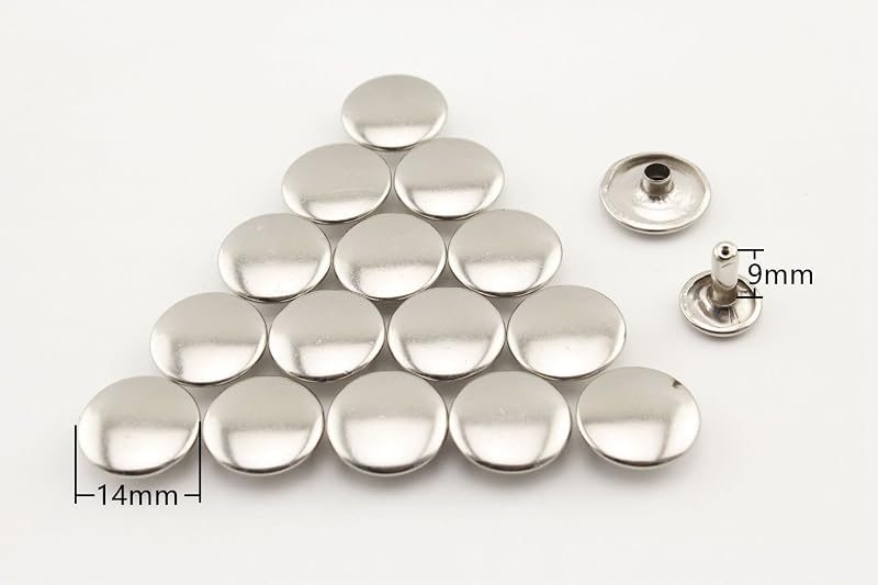 Double Flat Rivet Iron Double Cap, Purse Rivet Studs for Leather Bag Making Clothing Shoes Nickel