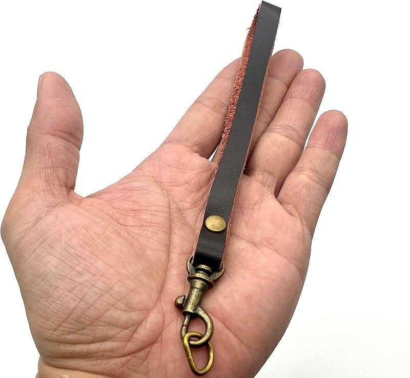 Genuine Leather Wristlet Strap Wrist Straps Handle with Lobster Clasp and D Ring for Key fob Replacement