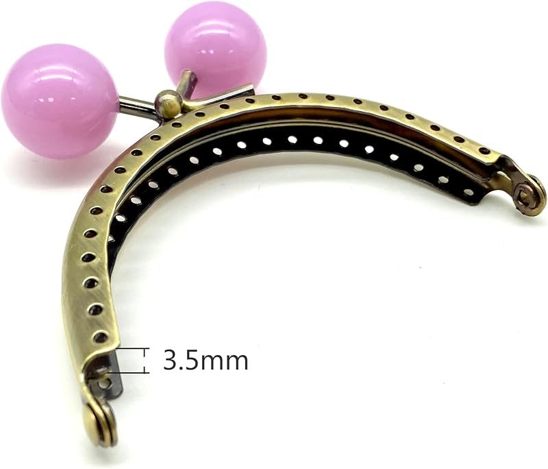Half-Round Color-Ball Sew-In Kiss-Lock Purse Frame, 8.5 x 5 cm