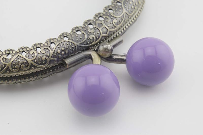 Half-Round Color-Ball Sew-In Kiss-Lock Purse Frame, 9 x 4 cm