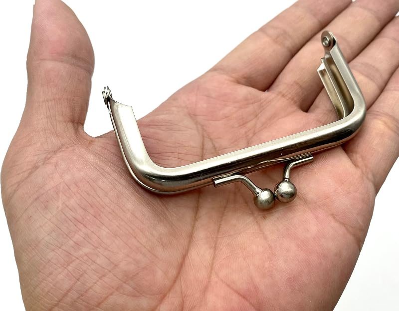 Glue-In Kiss-Lock Purse Frame, 3" x 1 5/8" (7.5 x 4 cm) - 6.5mm Ball Clasp