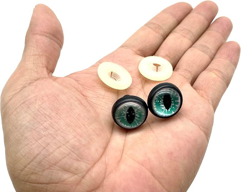 Plastic Safety Eyes with washers for Amigurumi Puppet Animal Crochet Stuffed Cat Eyes Crafts 3/4" / 18mm 12 pcs Green