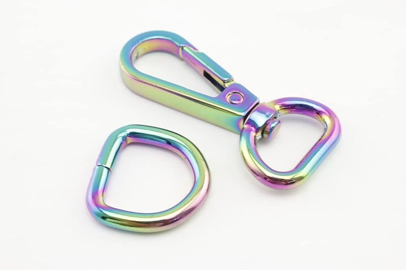 Dog Leash Purse snap Swivel Hooks and D Rings for Bag Purse Dog Collar Making Repair / Rainbow Colorful