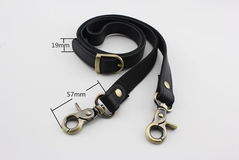 Adjustable Genuine Leather Shoulder Crossbody Bag Purse Strap Handles with Hooks for Bag Making Replacement / Black…