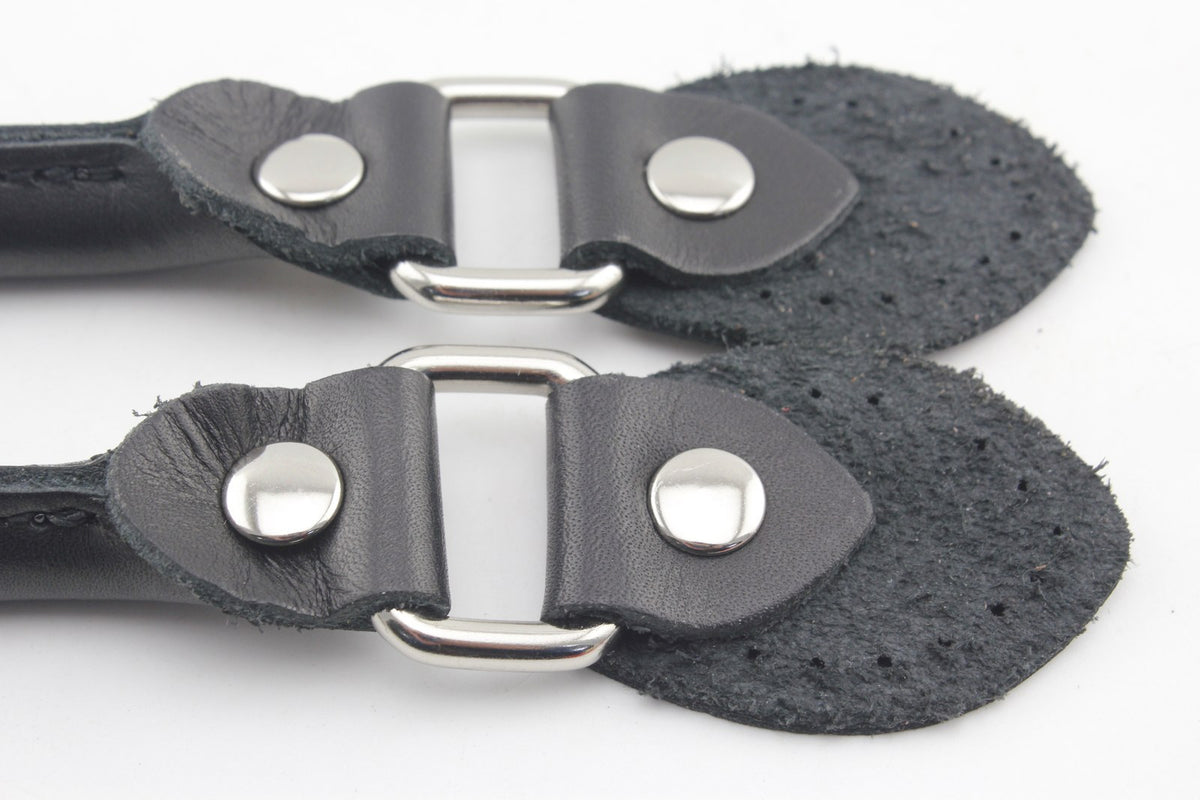 16.5 inch sew in genuine leather bag purse strap handles for purse bag making replacement Nickel hardware Black
