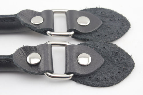 16.5 inch sew in genuine leather bag purse strap handles for purse bag making replacement Nickel hardware Black