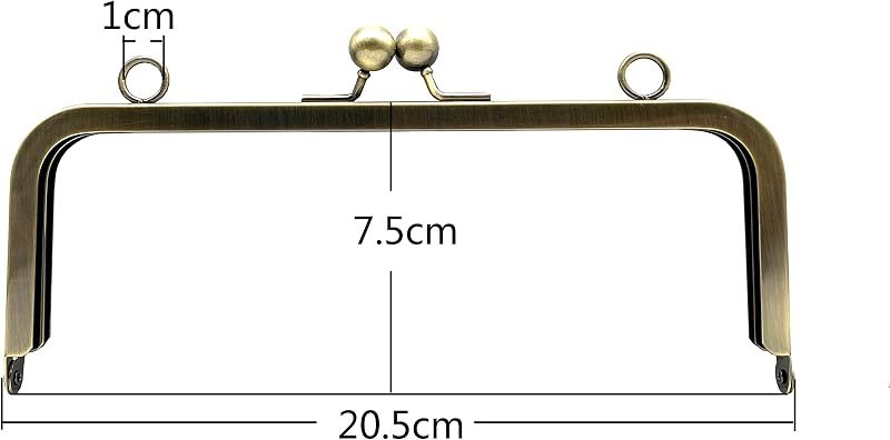 Rectangle Glue-In Kiss-Lock Purse Frame, 8" x 3" (20.5 x 7.5 cm)