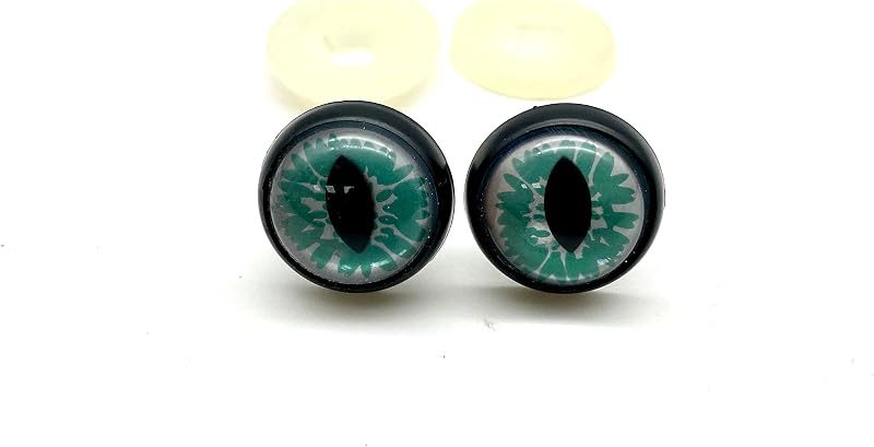 Plastic Safety Eyes with washers for Amigurumi Puppet Animal Crochet Stuffed Cat Eyes Crafts 3/4" / 18mm 12 pcs Green